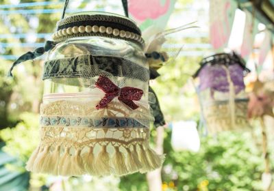 Decorating jar lanterns